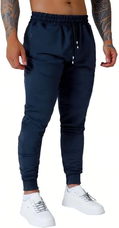 Mens Active Athletic Workout Jogger Sweatpants for Men with Zipper Pocket and Drawstring Size S-2XL