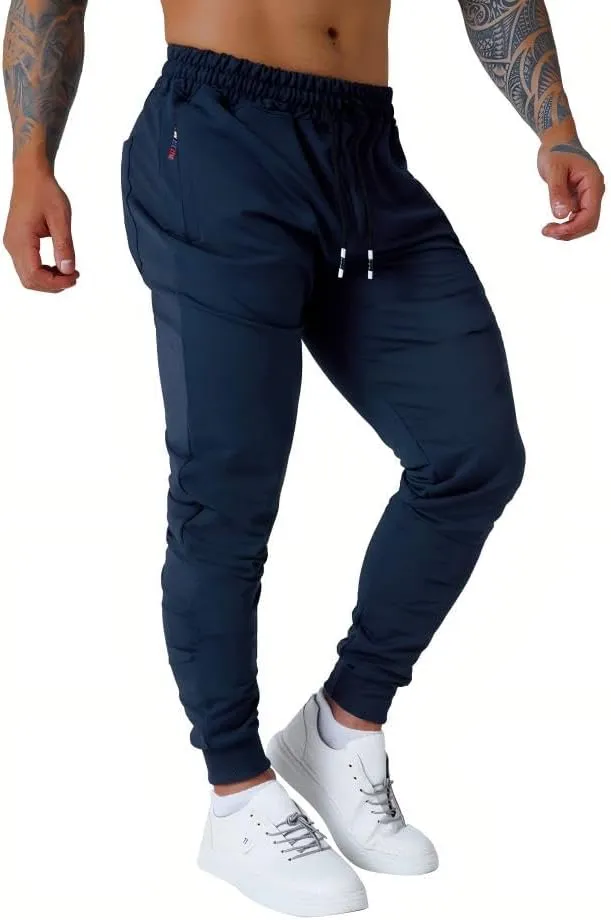 Mens Active Athletic Workout Jogger Sweatpants for Men with Zipper Pocket and Drawstring Size S-2XL