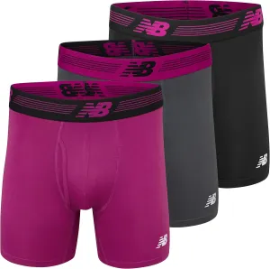 New Balance Men's Performance Boxer Briefs with Fly, Breathable Stretch Underwear, Moisture Wicking, Soft Waistband (3 Pack)