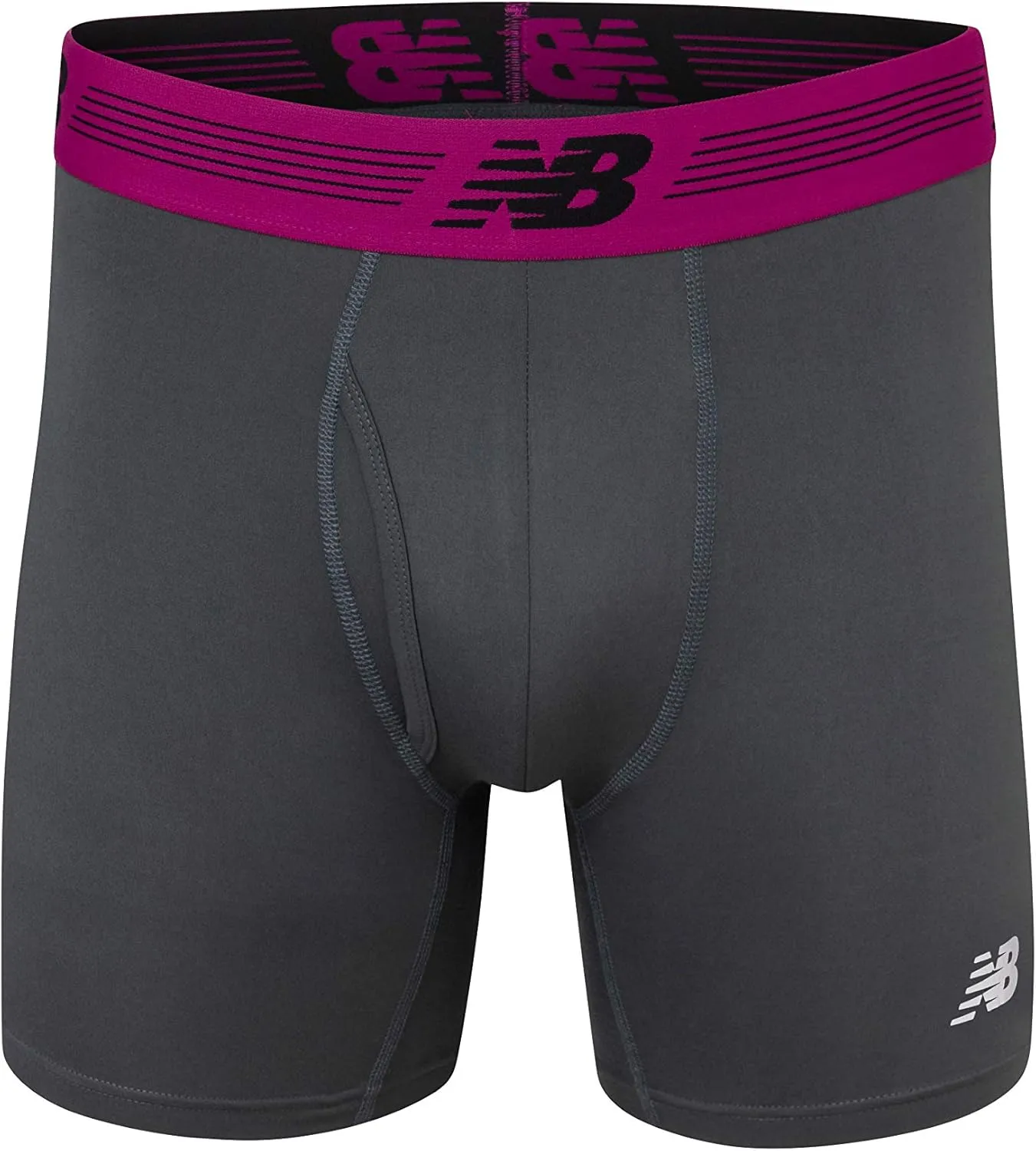 New Balance Men's Performance Boxer Briefs with Fly, Breathable Stretch Underwear, Moisture Wicking, Soft Waistband (3 Pack)