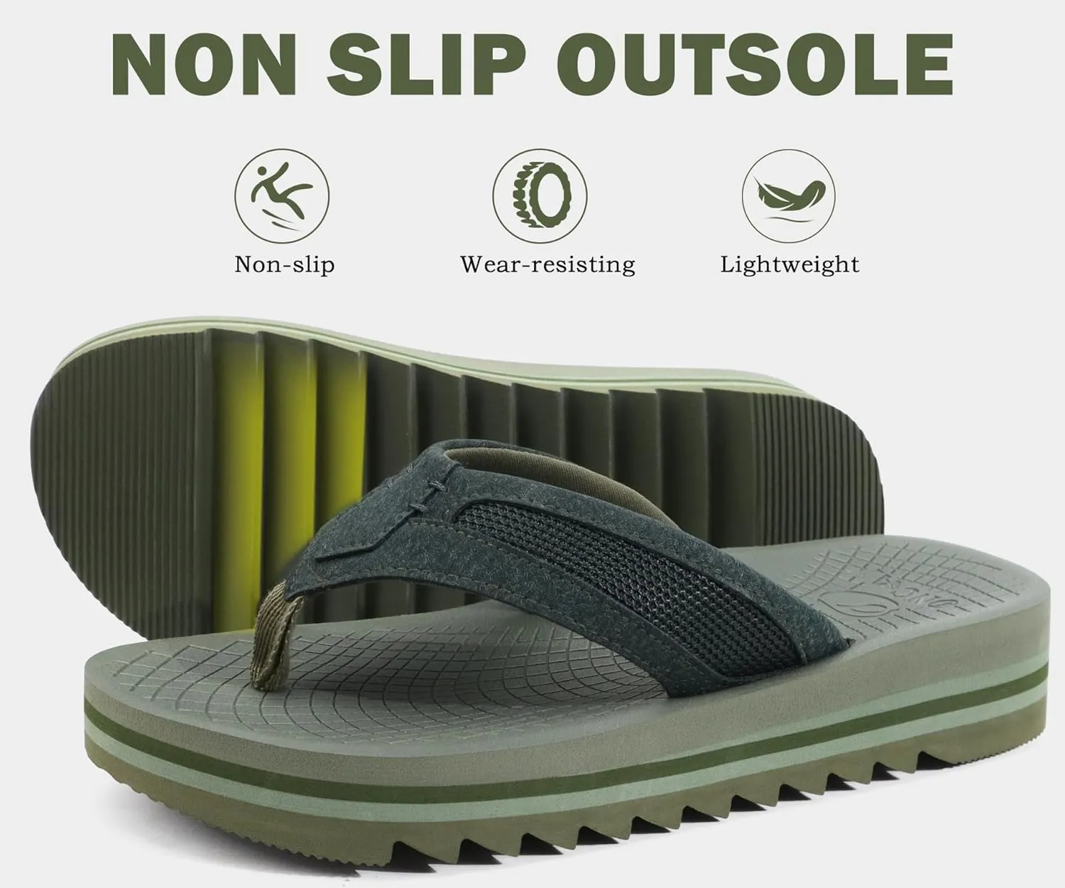 ONCAI Men's Flip Flops with Arch Support Orthotic Cushion Recovery Walking Slide Sandals for Men with Platform Summer Comfortable Soft Rubber Soles??US Size 7-15??
