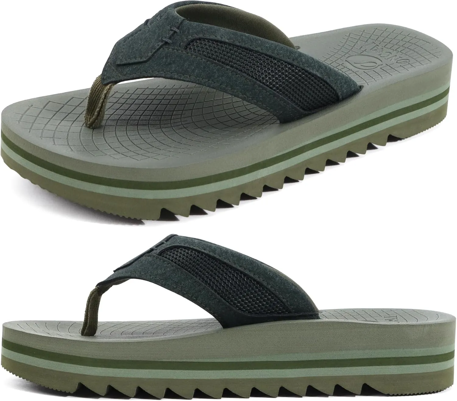 ONCAI Men's Flip Flops with Arch Support Orthotic Cushion Recovery Walking Slide Sandals for Men with Platform Summer Comfortable Soft Rubber Soles??US Size 7-15??