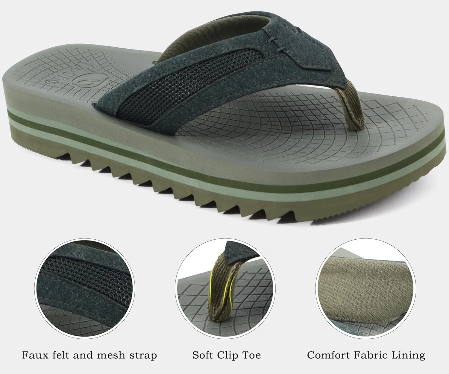ONCAI Men's Flip Flops with Arch Support Orthotic Cushion Recovery Walking Slide Sandals for Men with Platform Summer Comfortable Soft Rubber Soles??US Size 7-15??