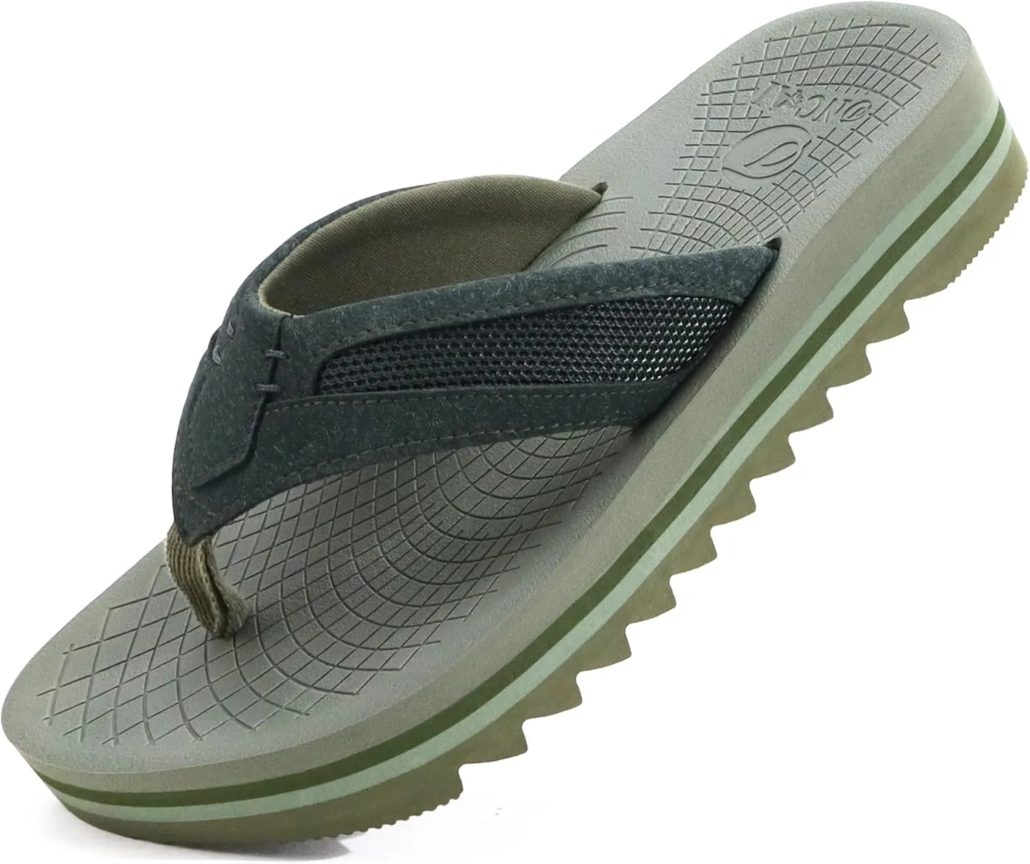 ONCAI Men's Flip Flops with Arch Support Orthotic Cushion Recovery Walking Slide Sandals for Men with Platform Summer Comfortable Soft Rubber Soles??US Size 7-15??