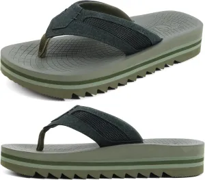 ONCAI Men's Flip Flops with Arch Support Orthotic Cushion Recovery Walking Slide Sandals for Men with Platform Summer Comfortable Soft Rubber Soles??US Size 7-15??