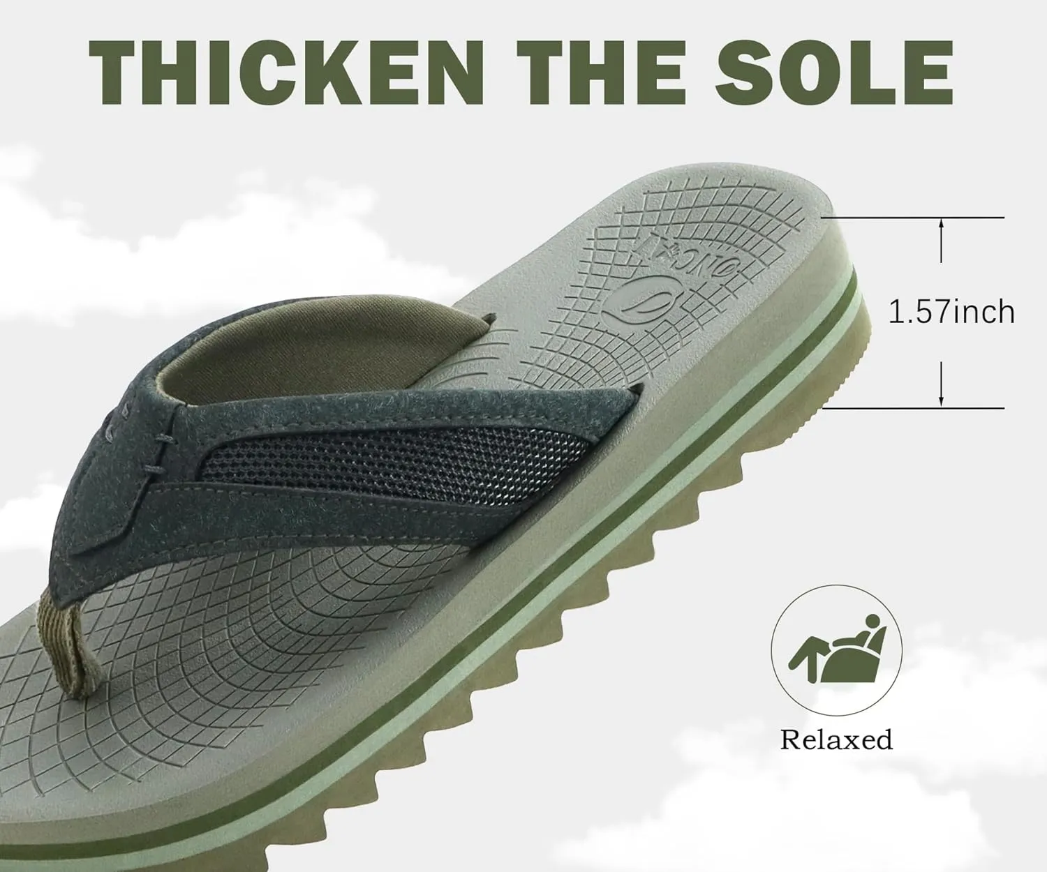 ONCAI Men's Flip Flops with Arch Support Orthotic Cushion Recovery Walking Slide Sandals for Men with Platform Summer Comfortable Soft Rubber Soles??US Size 7-15??