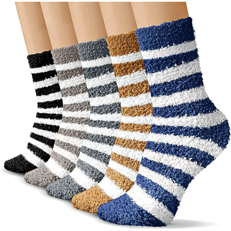 Pack Of 5 Socks for Women, Warm Soft Fluffy Socks Thick Cozy Plush Sock Winter Christmas Socks for Women