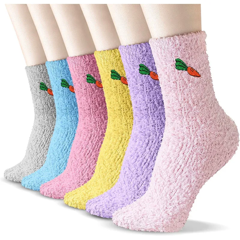 Pack Of 6 Socks for Women, Warm Soft Fluffy Socks Thick Cozy Plush Sock Winter Christmas Socks for Women