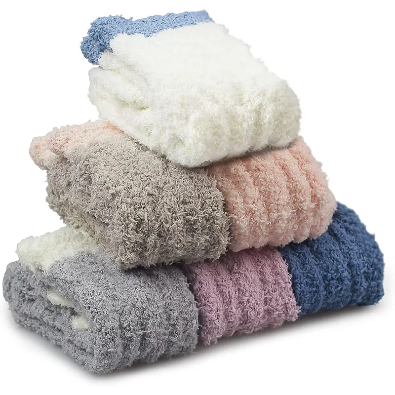 Pack Of 6 Socks for Women, Warm Soft Fluffy Socks Thick Cozy Plush Sock Winter Christmas Socks for Women