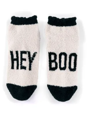 "Hey Boo" Home Socks | Taupe
