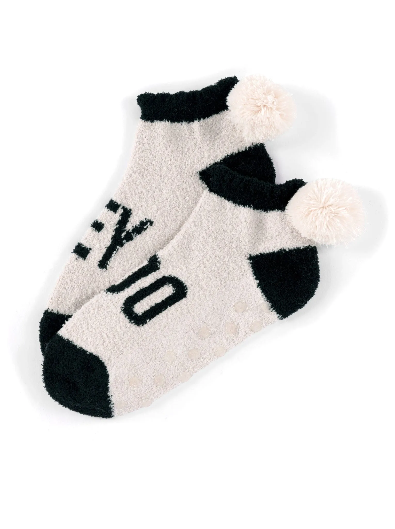 "Hey Boo" Home Socks | Taupe