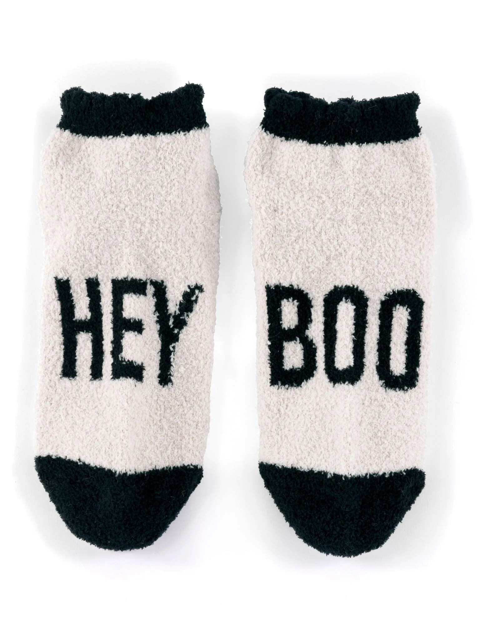 "Hey Boo" Home Socks | Taupe