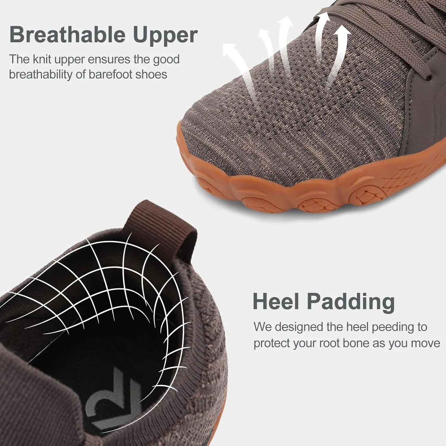 relxfeet Men's Barefoot Trail Running Shoes Minimalist Wide Toe Box Design Zero Drop Non-Slip Rubber Sole for Gym Hiking Walking