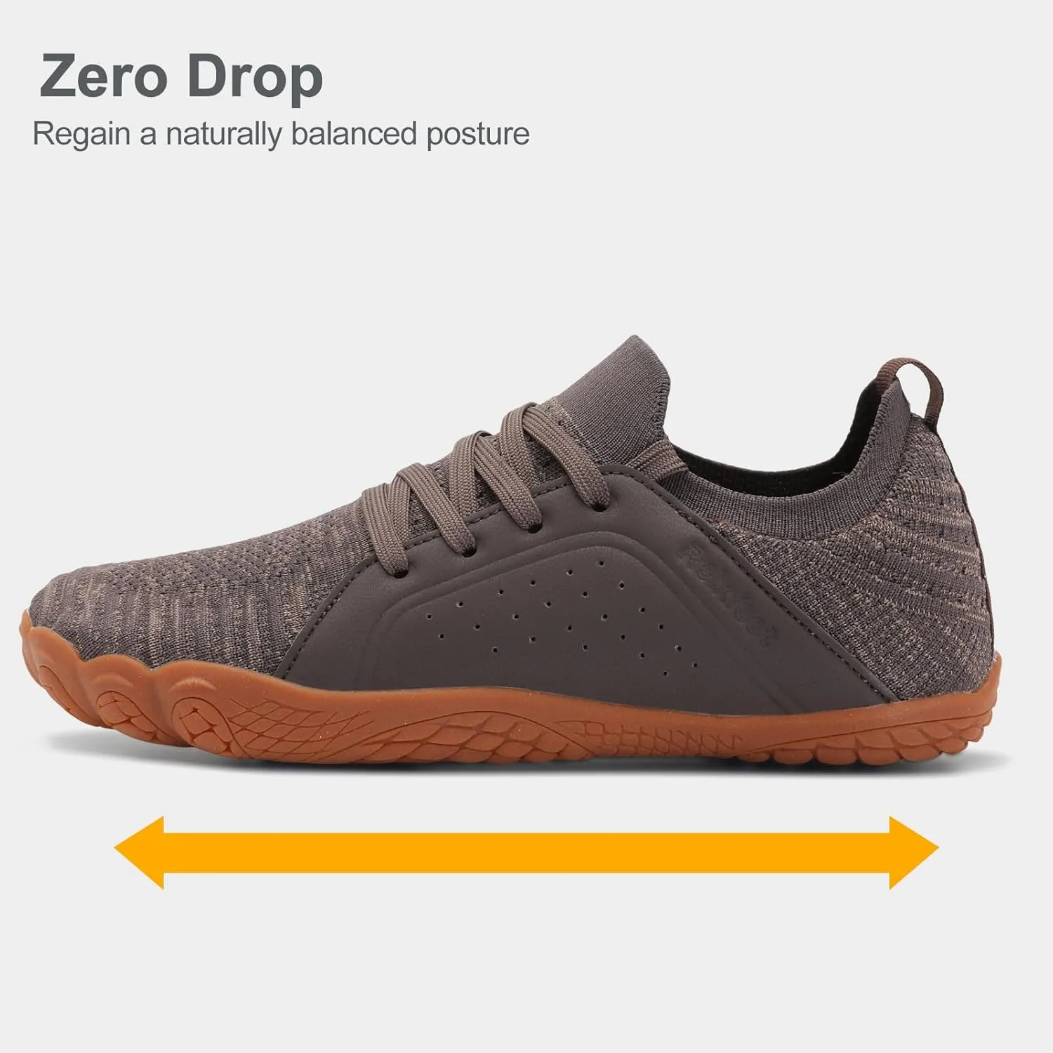 relxfeet Men's Barefoot Trail Running Shoes Minimalist Wide Toe Box Design Zero Drop Non-Slip Rubber Sole for Gym Hiking Walking