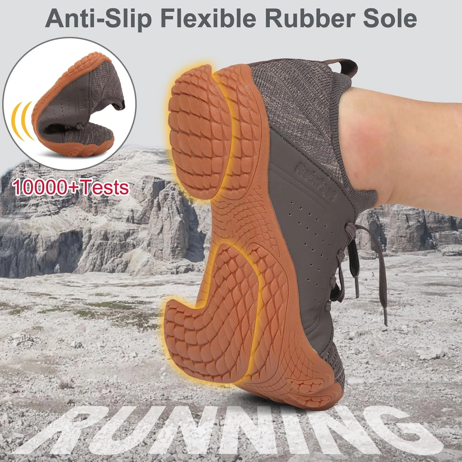 relxfeet Men's Barefoot Trail Running Shoes Minimalist Wide Toe Box Design Zero Drop Non-Slip Rubber Sole for Gym Hiking Walking