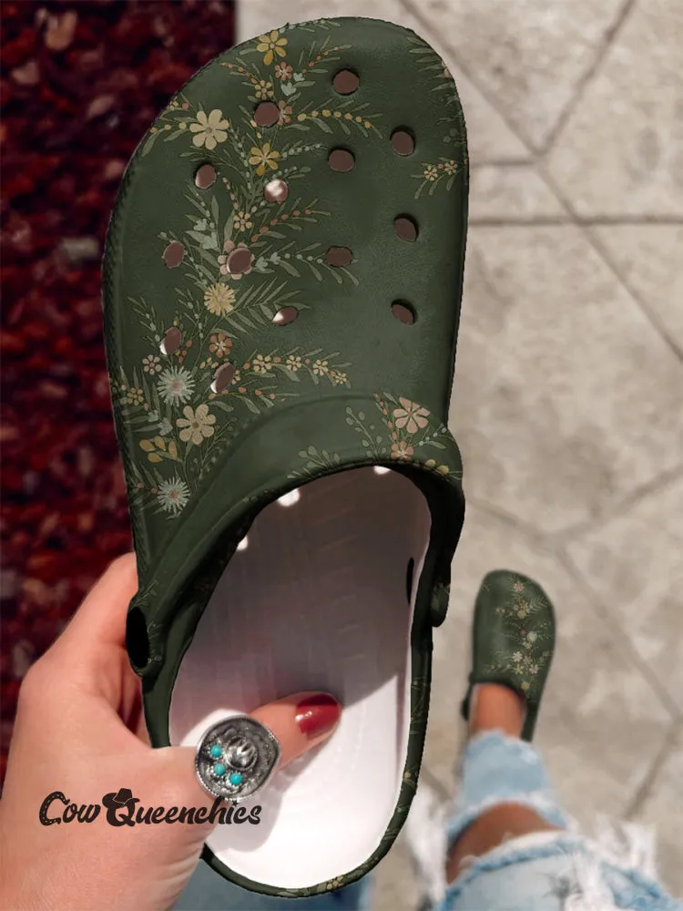 Simple Floral Printed Casual Slippers