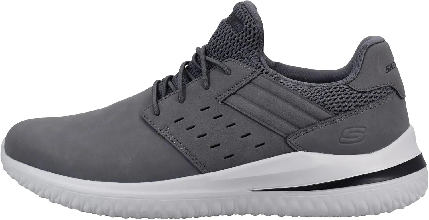 Skechers Men's Delson 3.0 - Ezra Leather Bungee Lace Slip on Sneakers