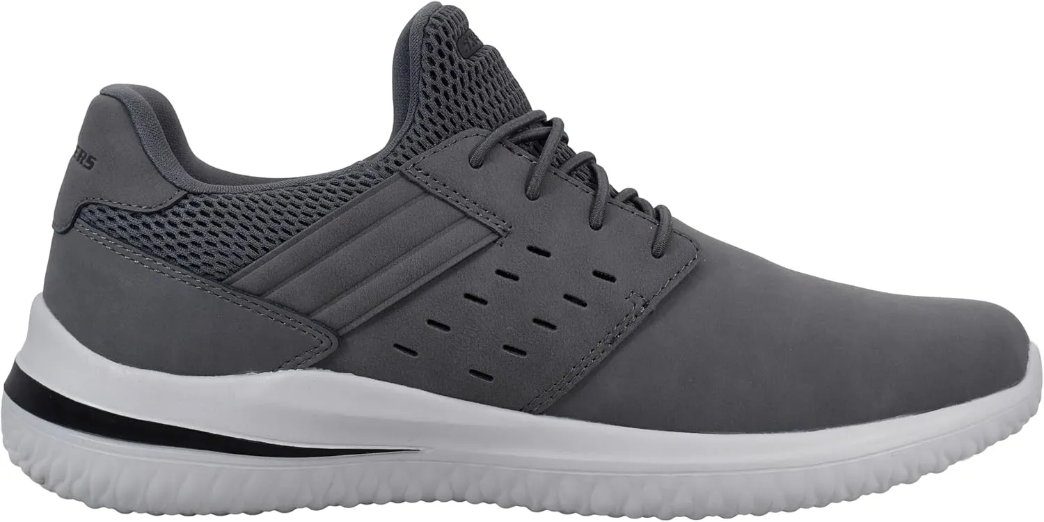 Skechers Men's Delson 3.0 - Ezra Leather Bungee Lace Slip on Sneakers