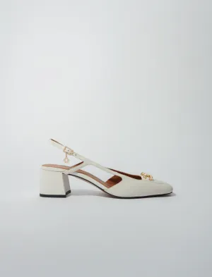 Square-toe leather pumps