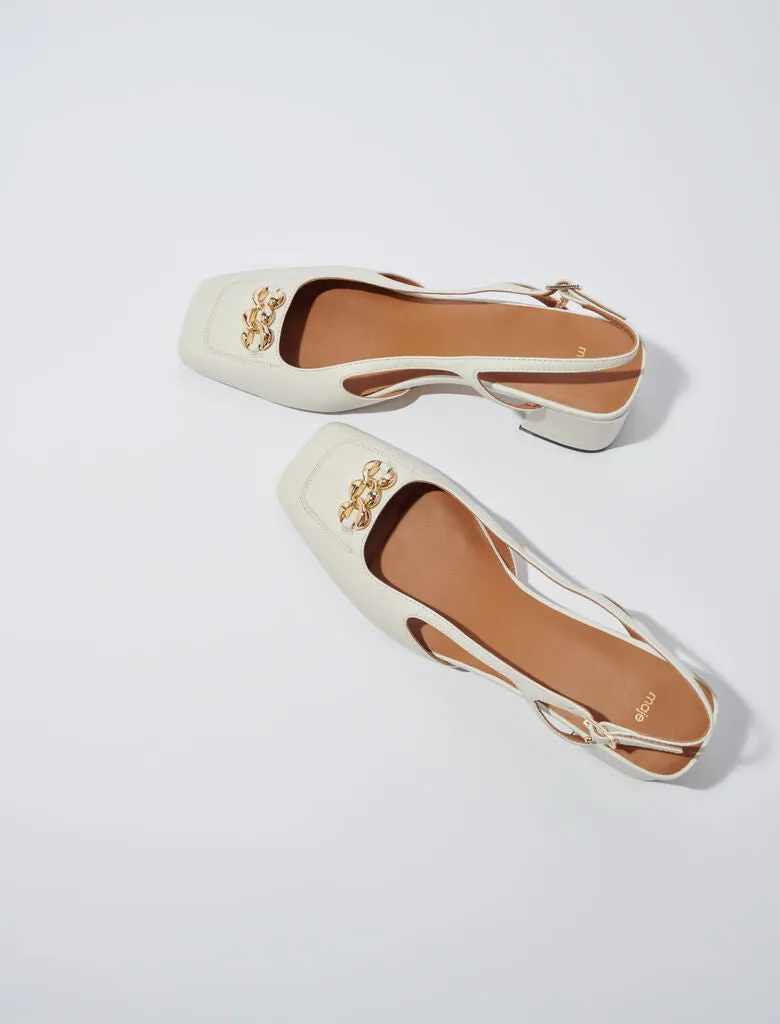 Square-toe leather pumps