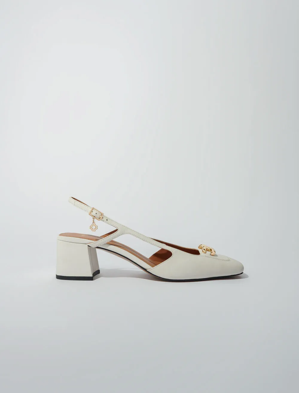 Square-toe leather pumps