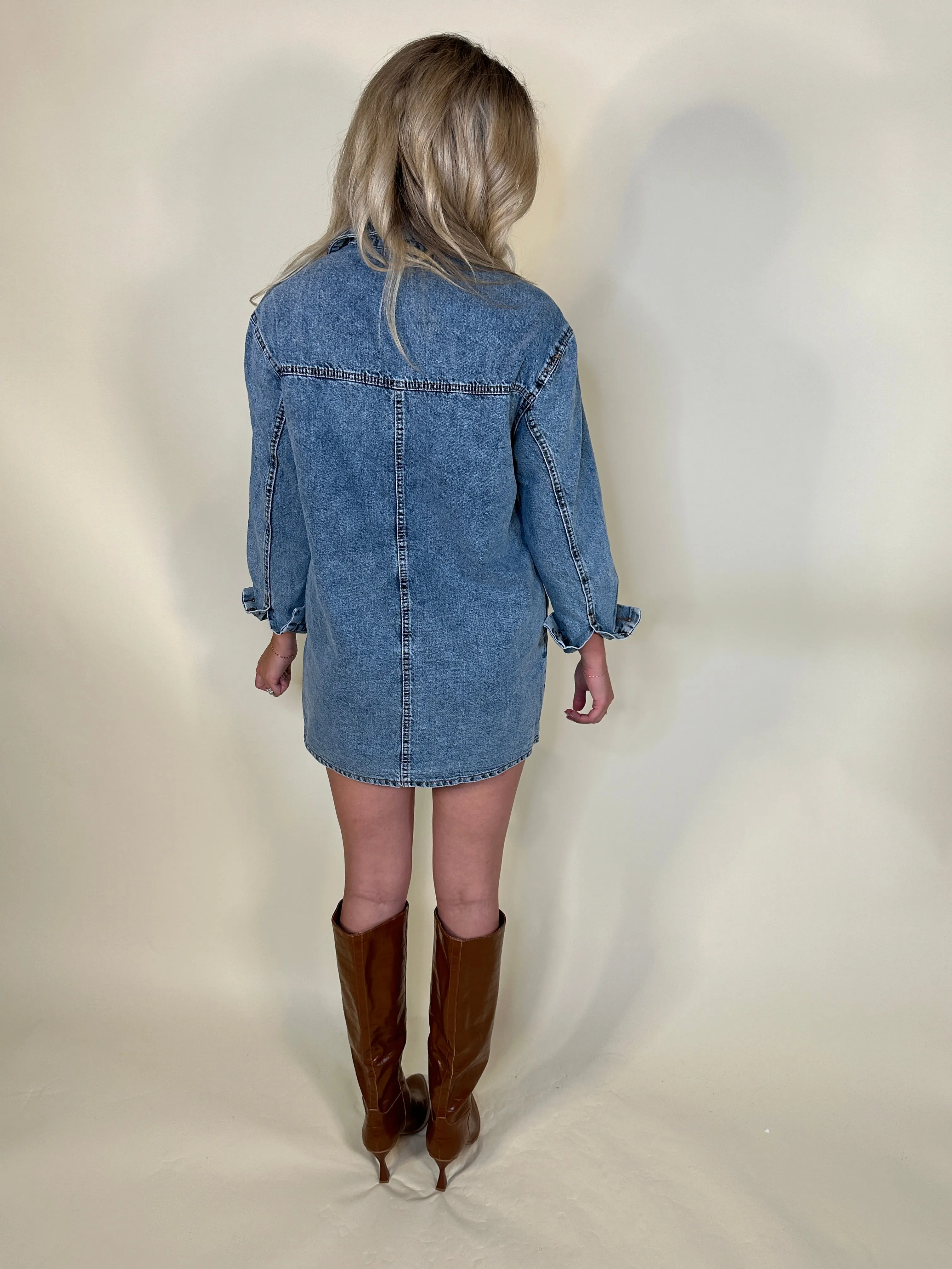 The Avery Denim Button-Down Shirt Dress
