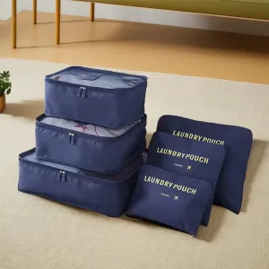 UMAI 6-piece Vacuum-Compressed Travel Organizer   Pouch Packing Cubes |Cosmetics/Laundry/Socks/Shoes Organizer Pouch| Waterproof, Lightweight, Foldable Storage Bag | Navy