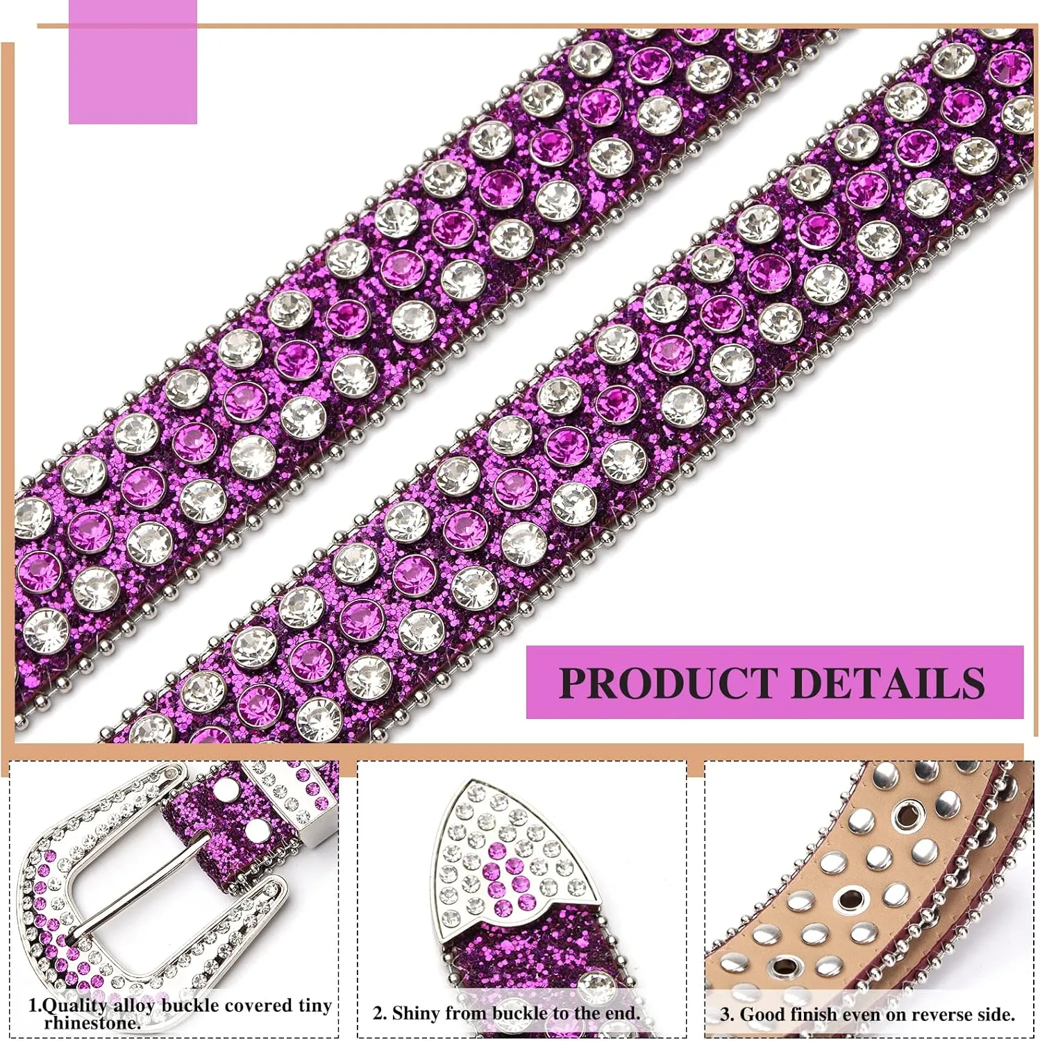 UnFader Womens Men Rhinestone Western Belts Bling Cowgirl Designer Diamond Studded Belts for Jeans