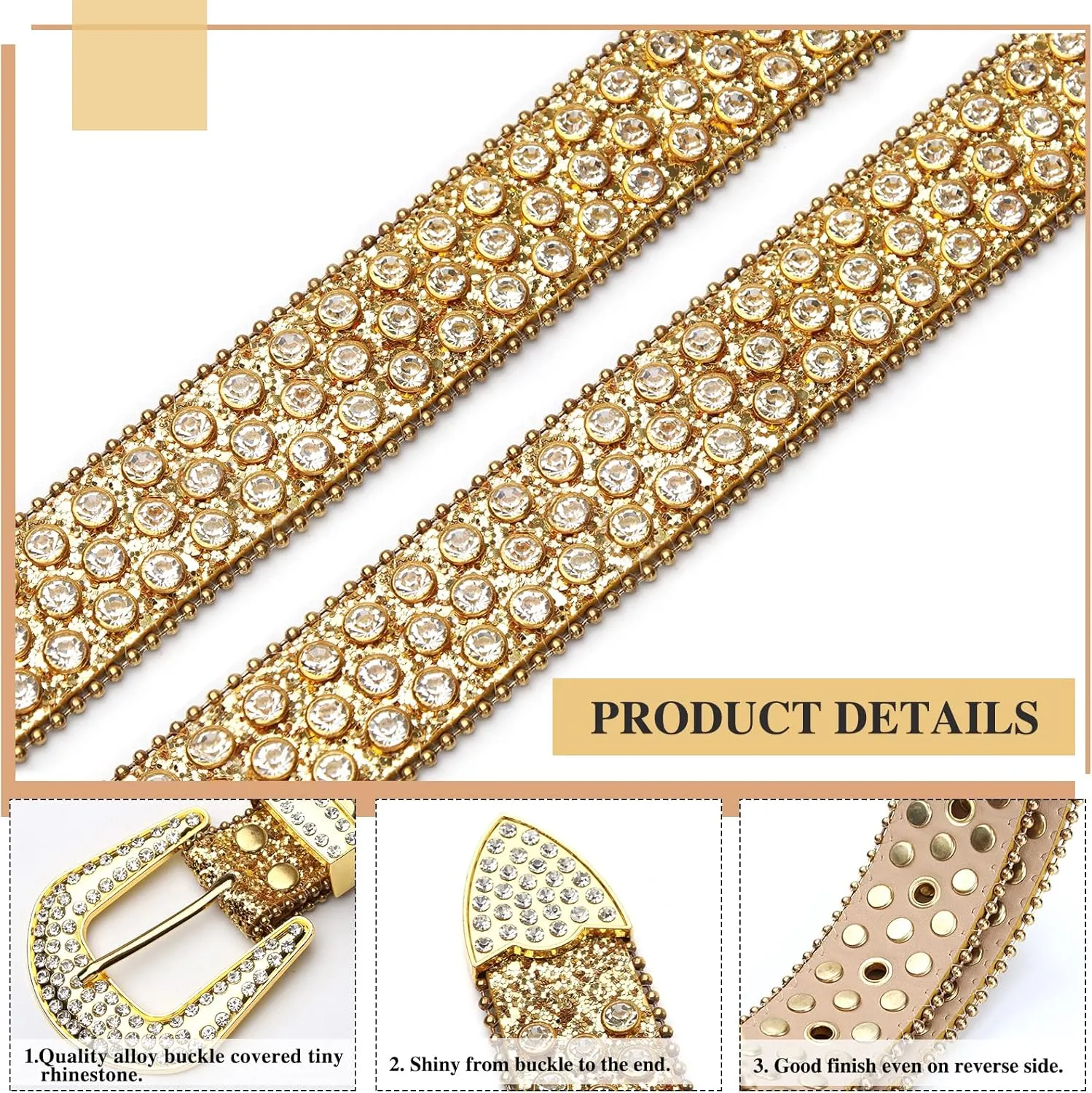 UnFader Womens Men Rhinestone Western Belts Bling Cowgirl Designer Diamond Studded Belts for Jeans