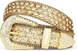 UnFader Womens Men Rhinestone Western Belts Bling Cowgirl Designer Diamond Studded Belts for Jeans