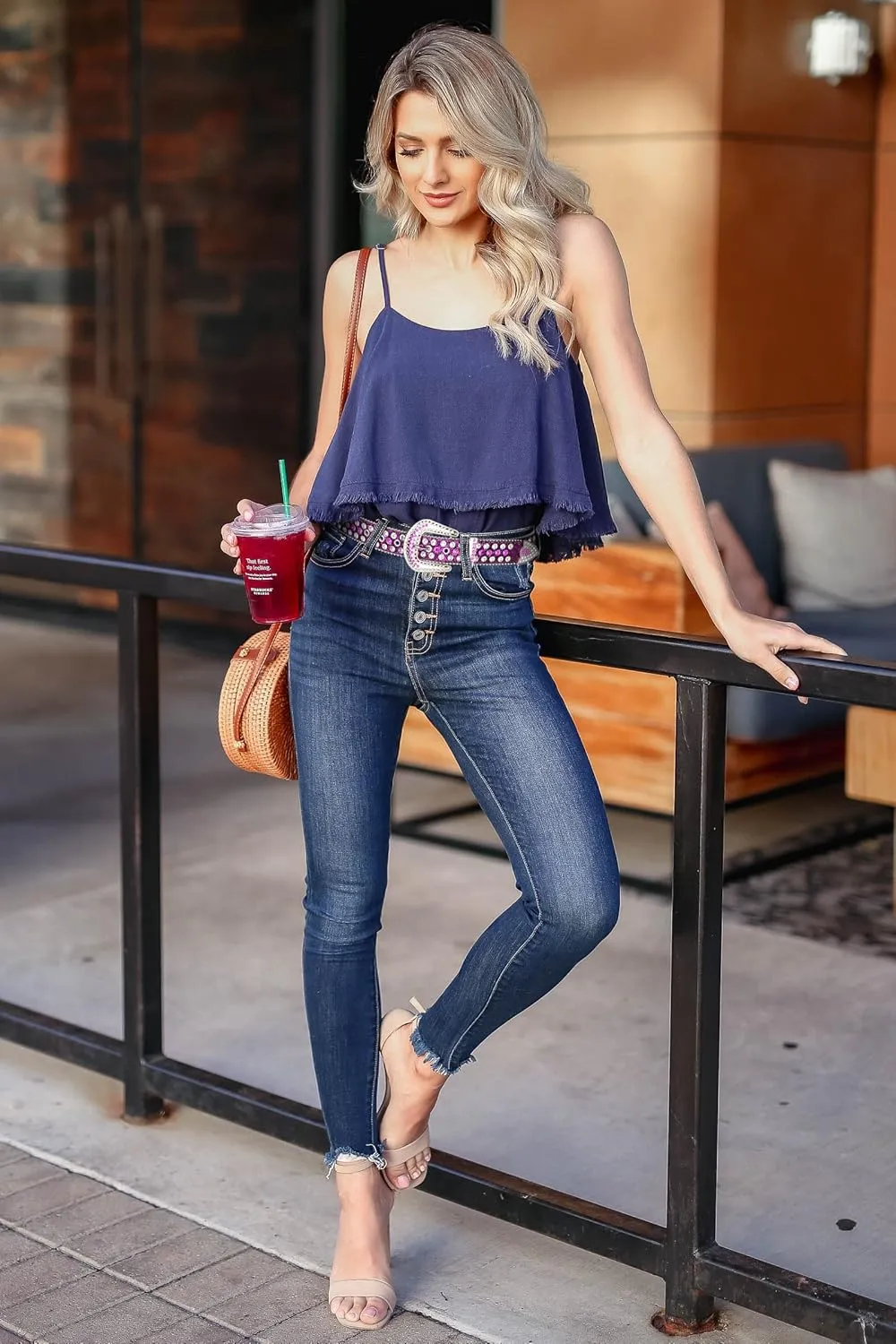 UnFader Womens Men Rhinestone Western Belts Bling Cowgirl Designer Diamond Studded Belts for Jeans