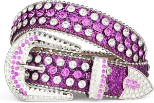 UnFader Womens Men Rhinestone Western Belts Bling Cowgirl Designer Diamond Studded Belts for Jeans