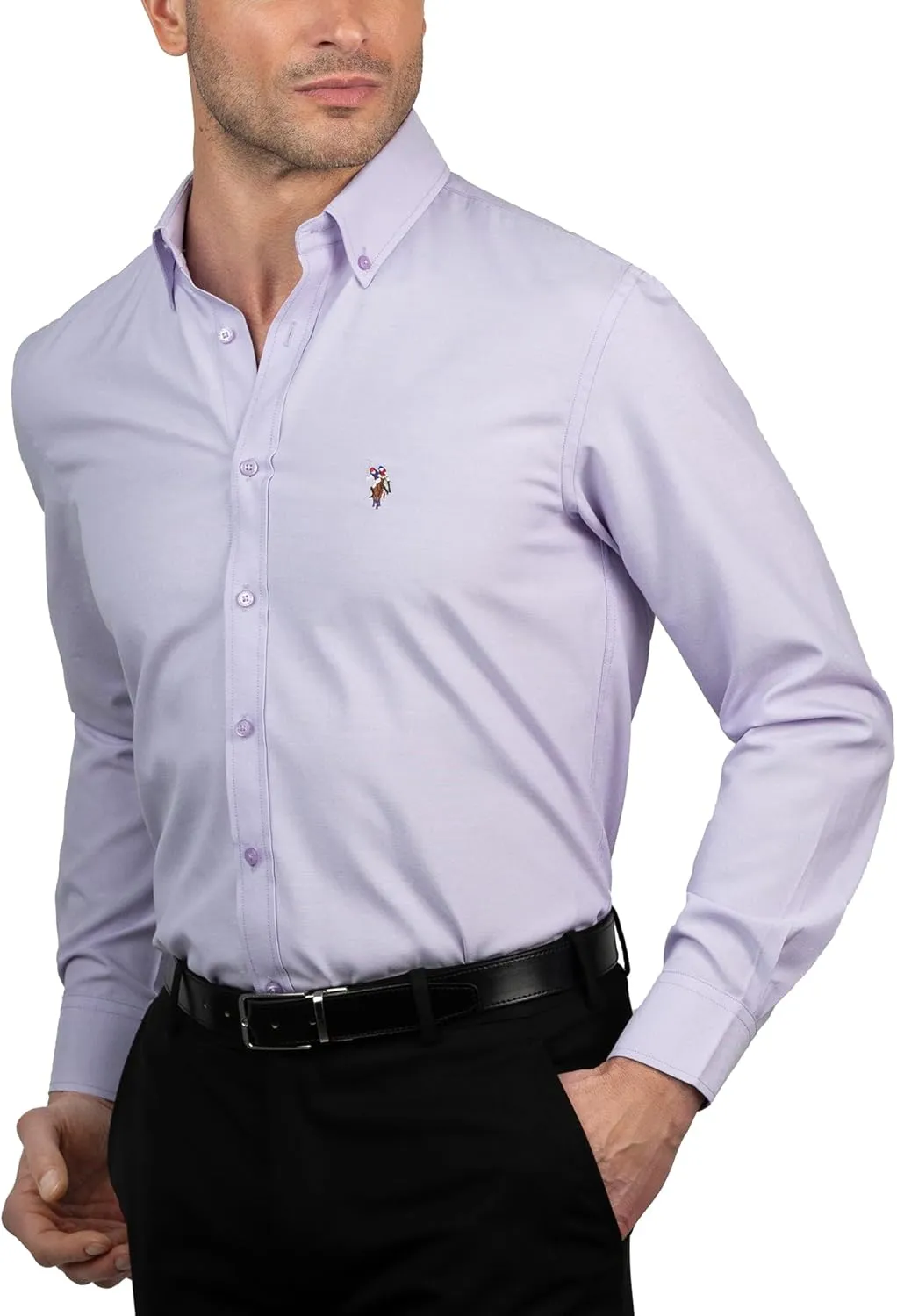 U.S. Polo Assn. Slim Fit Long Sleeve Button Down Dress Shirts for Men Wrinkle Free Long Sleeve Shirt Mens Formal Stretch