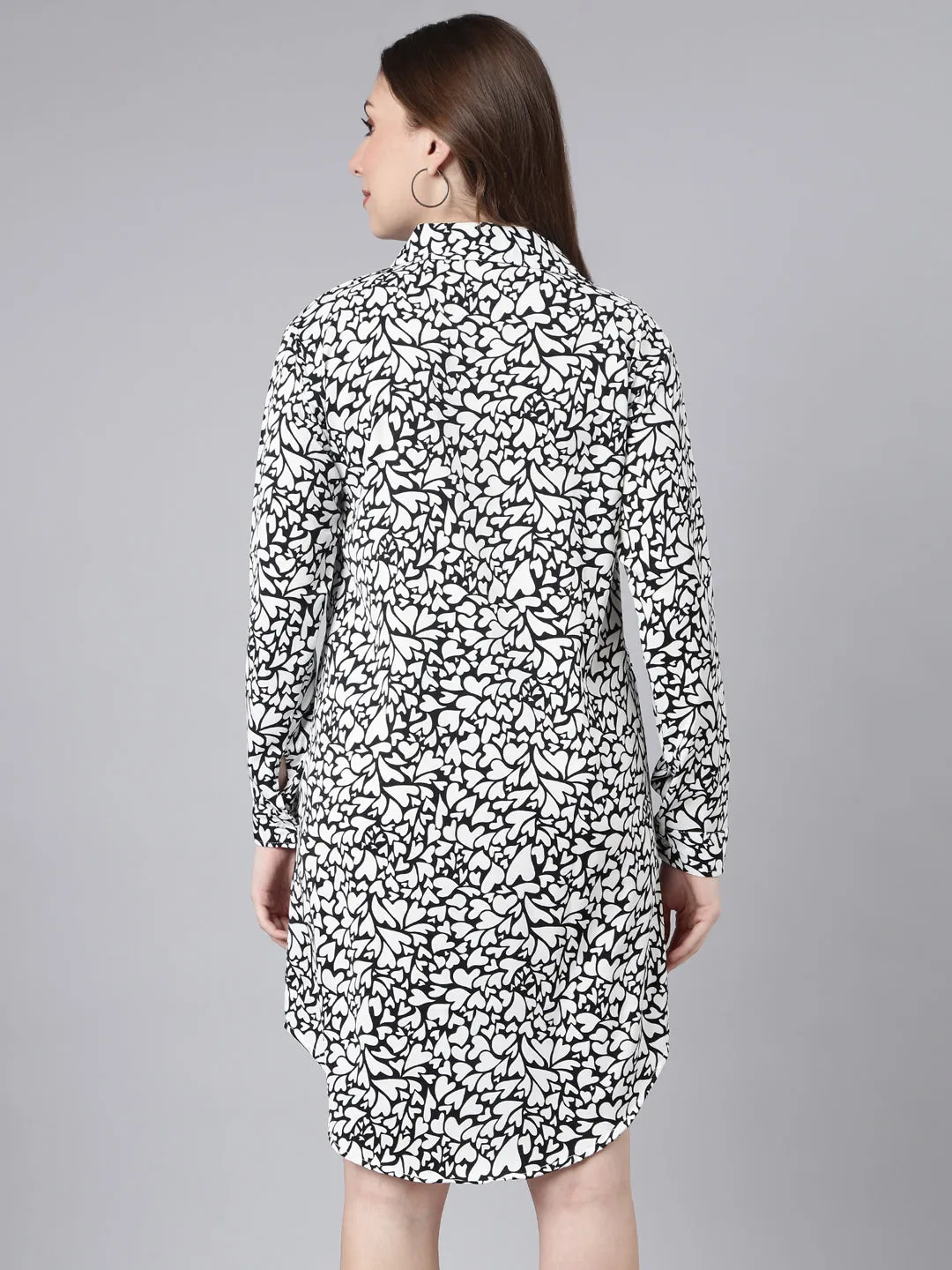 Women White Graphic Shirt Dress