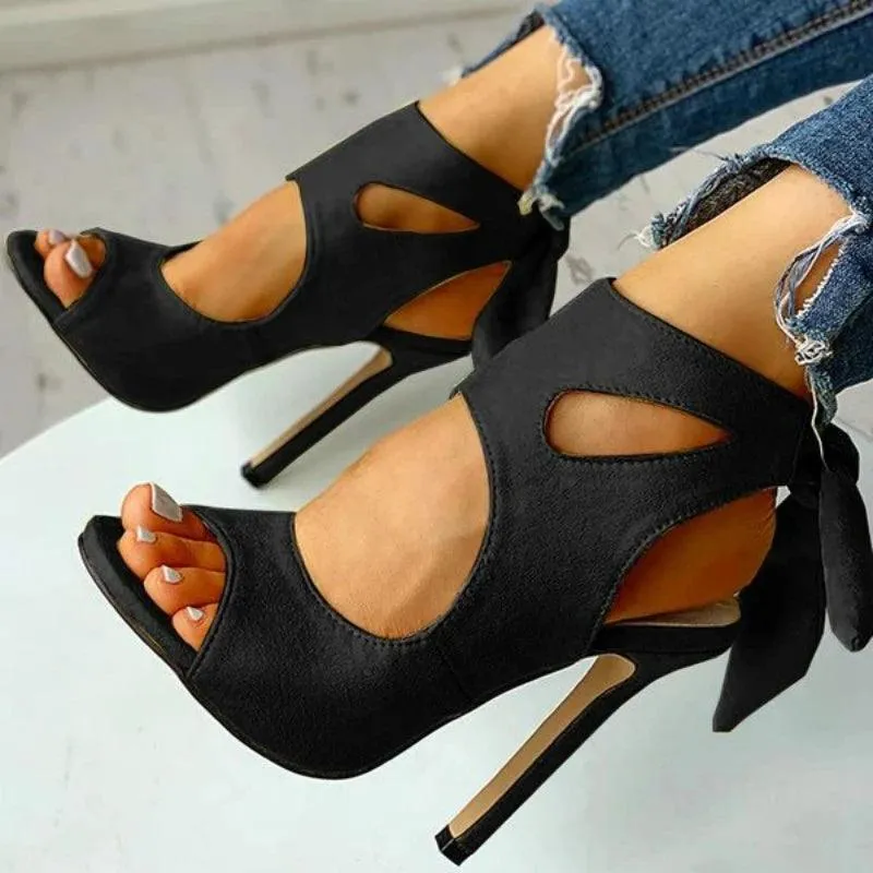 Womens Ankle Strap Peep Toe High Heel Shoes