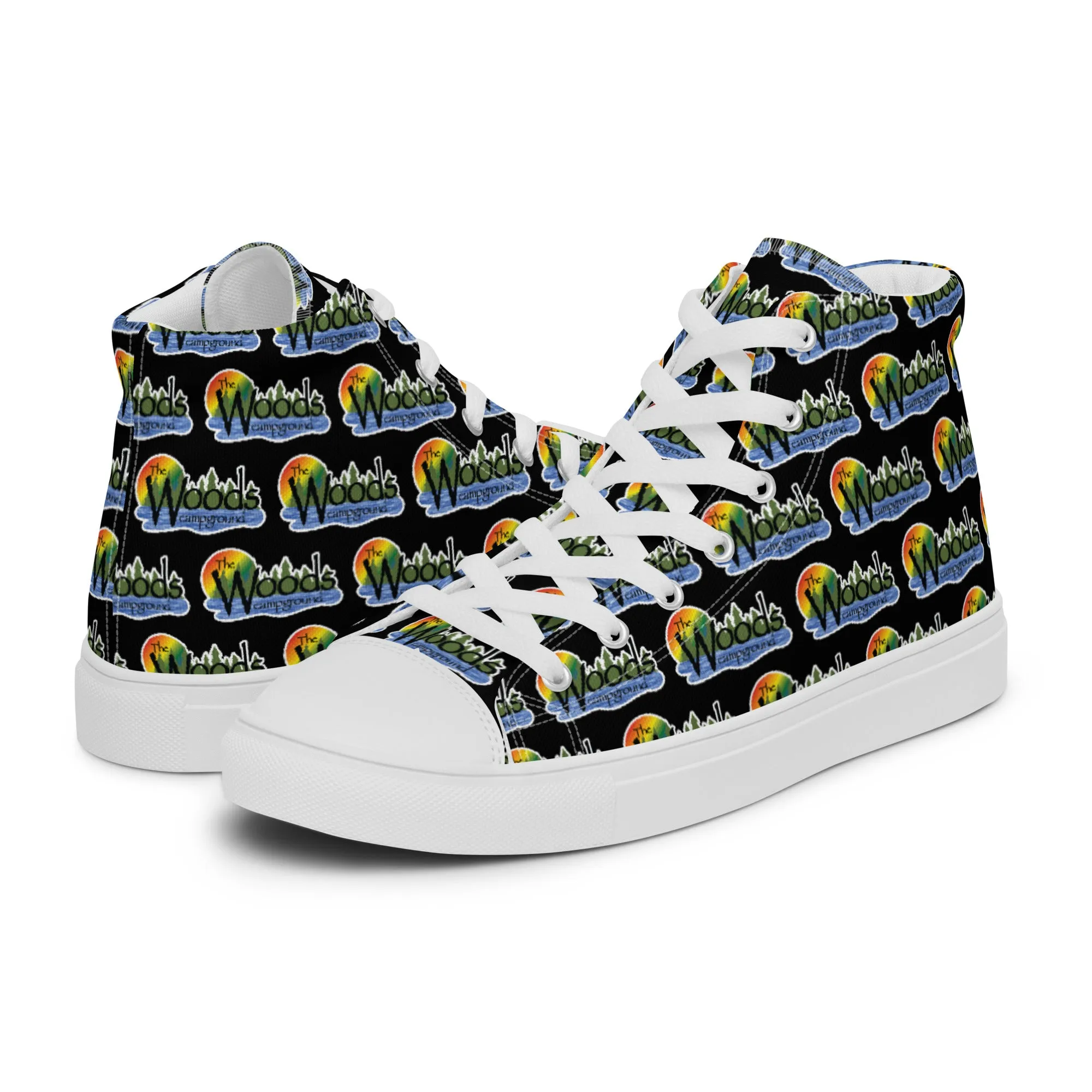 Woods Logo Men’s high top canvas shoes Black