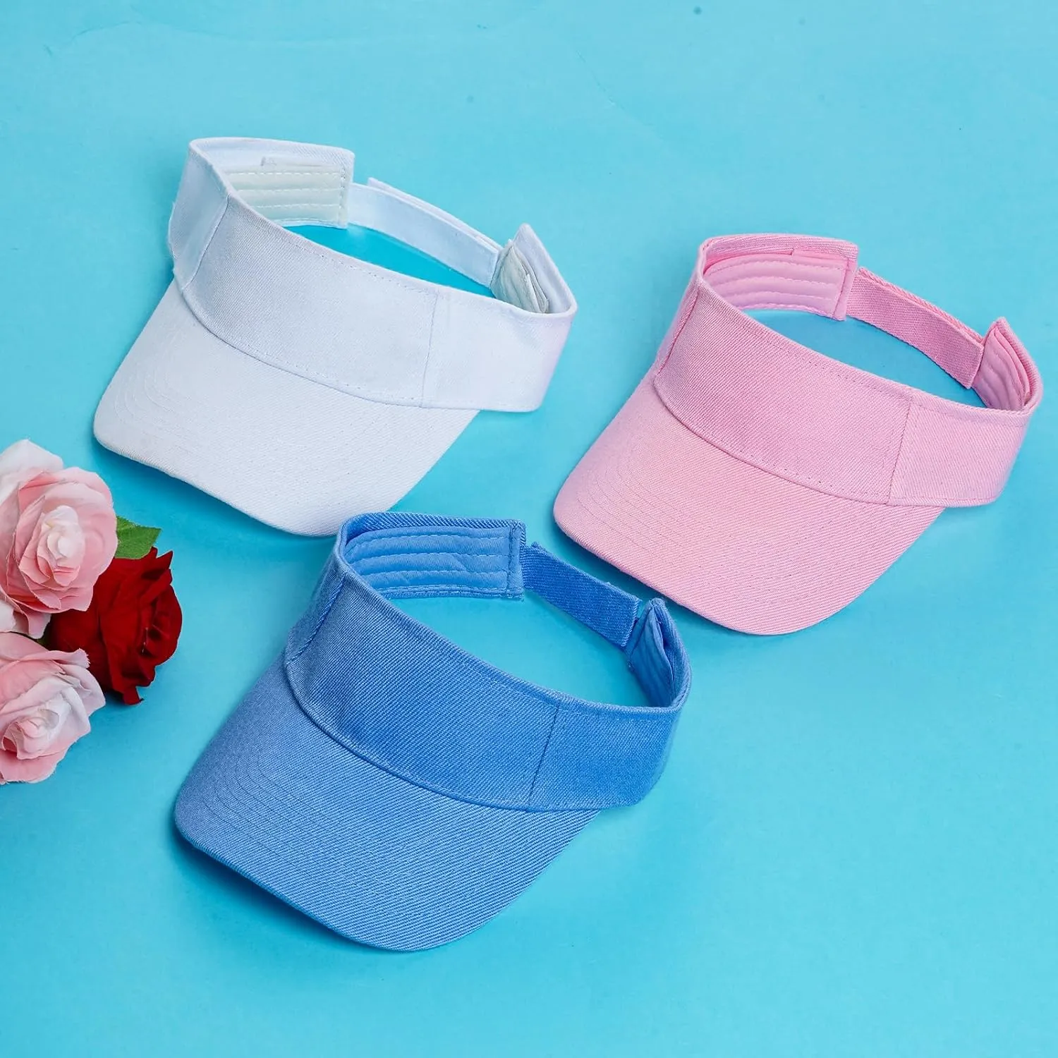 Yookat 3 Pack Visor Sun Hat Adjustable Sun Visor Caps Golf Tennis Visor Hat for Sports Girls Boys Outdoor