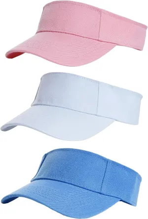 Yookat 3 Pack Visor Sun Hat Adjustable Sun Visor Caps Golf Tennis Visor Hat for Sports Girls Boys Outdoor