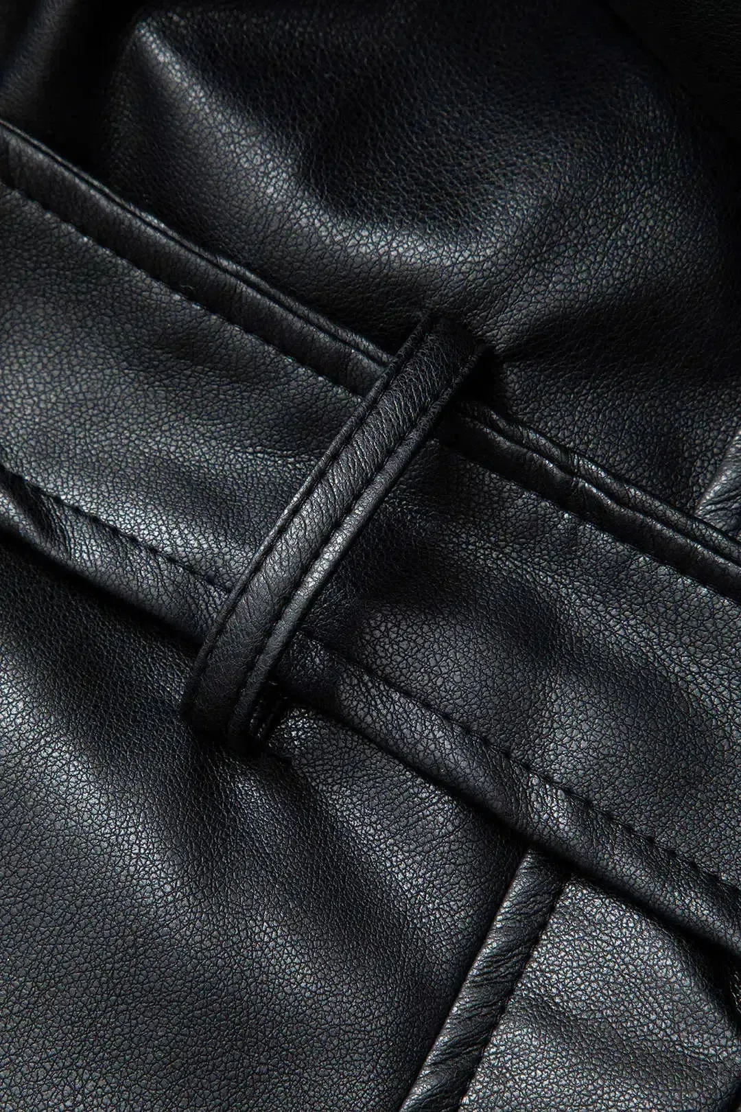 Zoe – Adjustable waist belt – Faux leather coat
