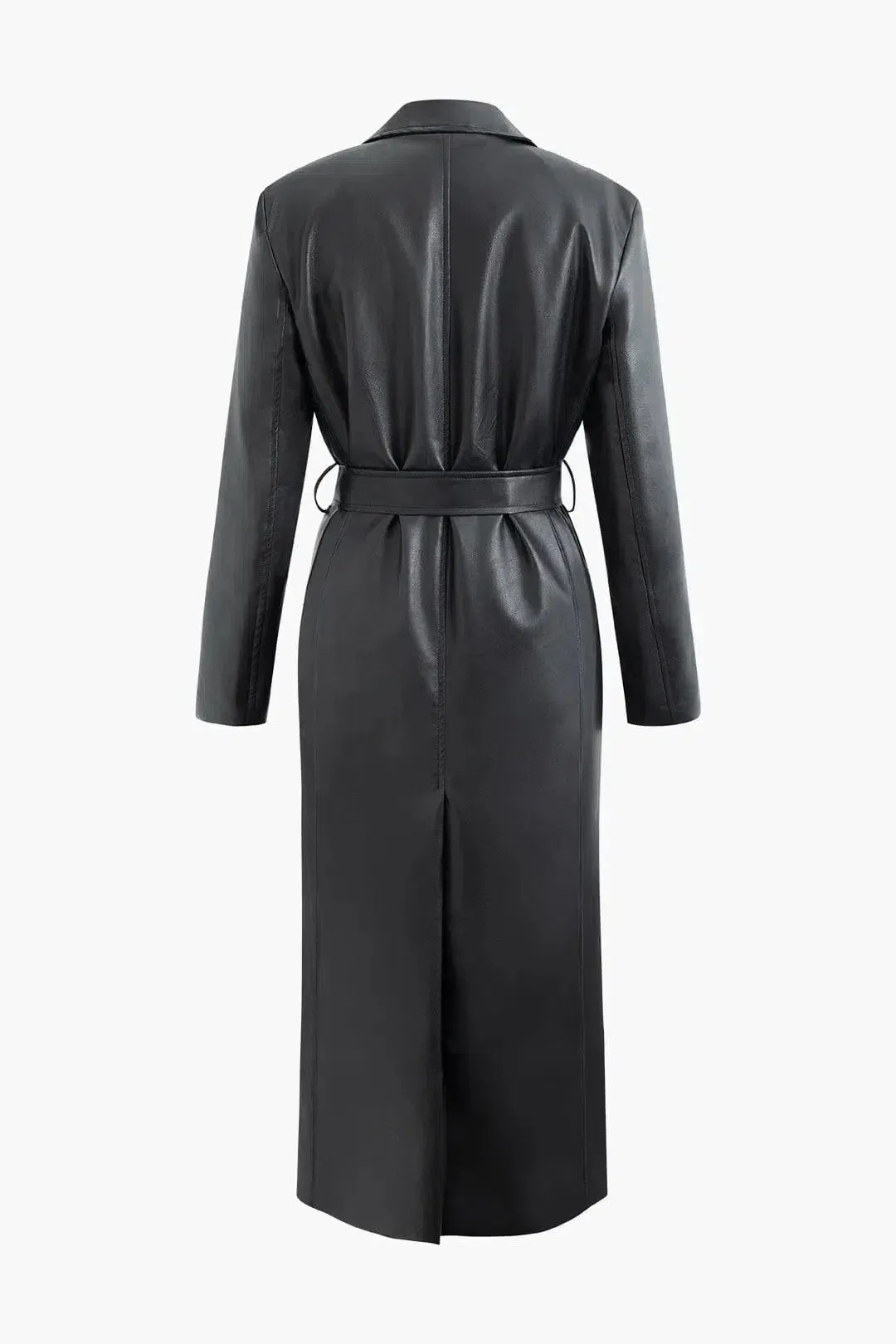 Zoe – Adjustable waist belt – Faux leather coat